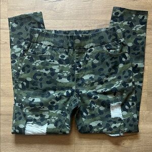 K Jordan Camouflage Distressed Jeans Jeggings with Elastic Waistband